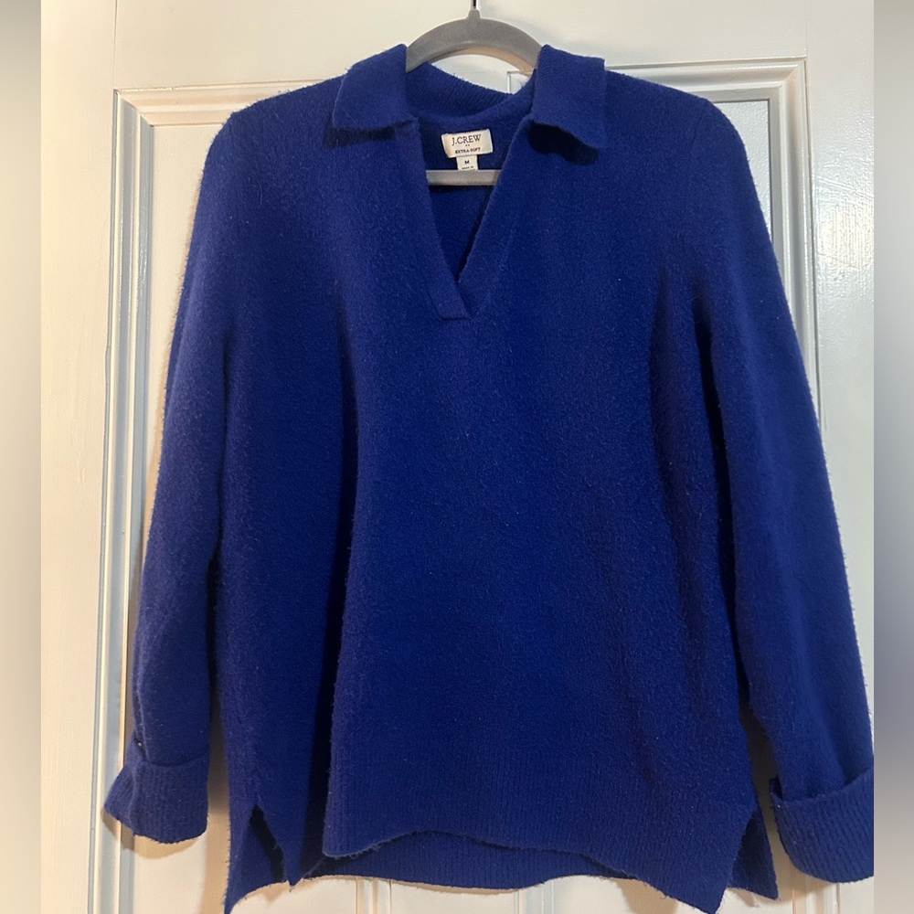 J. Crew Extra-Soft Collared Pullover in Cobalt